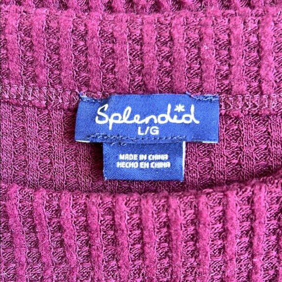 SPLENDID So Soft Waffle Knit Long Sleeve Top - L - Picture 4 of 6